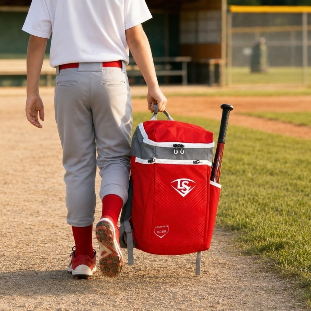 Louisville Slugger Powerized Stick Pack Baseball Softball Bat Bag Red Grey NEW